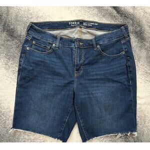 Torrid 10 inch Perfect Vintage Stretch Mid-Rise Bermuda Short Dark Wash Size 16